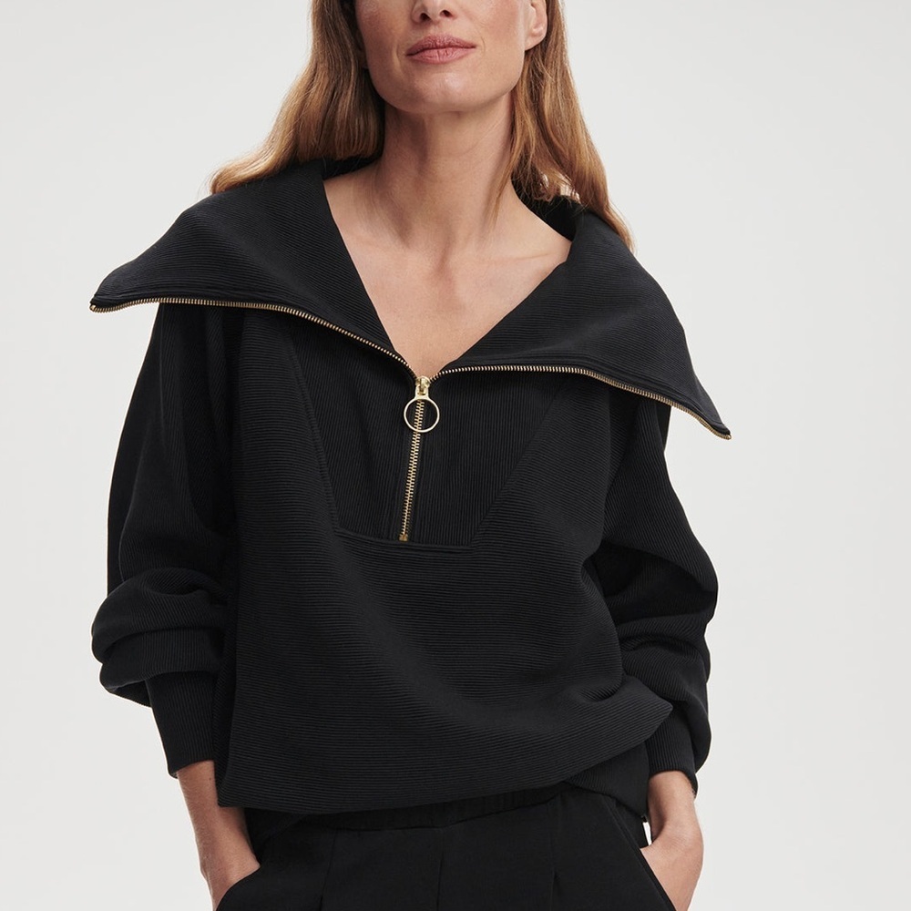 Varley Vine half zip pullover sweater ribbed oversized collar sweatshirt